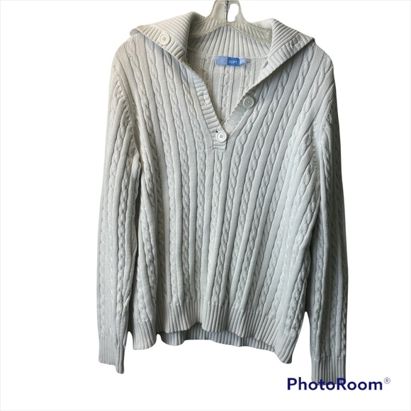 DENVER HAYES cream XL knit sweater - Picture 1 of 4